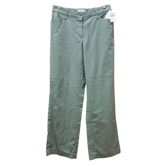 NEW Coldwater Creek Women Stretch Twill Pants Khaki Size Petite P8 Green Straigh - Picture 1 of 9
